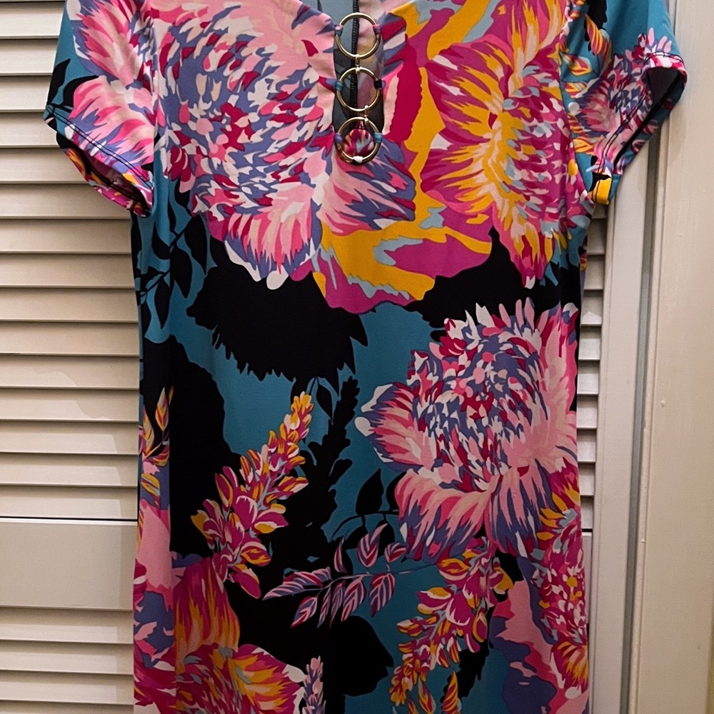 MSK Pink and Blue Floral Dress